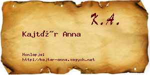 Kajtár Anna névjegykártya